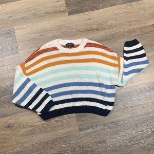 Lulus blue multi striped knit sweater
